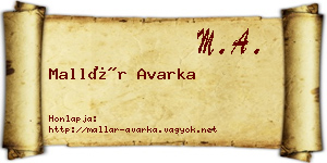 Mallár Avarka névjegykártya